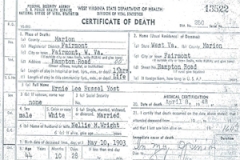Ernie's death certificate